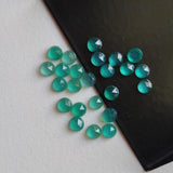 4mm Green Onyx Faceted Cabochons, Calibrated Green Onyx Flat Back Cabochons
