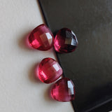 10mm Ruby Pink Colored Quartz, Faceted Ruby Pink Hydro Quartz Heart Shaped