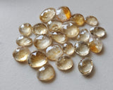 7-11mm Citrine Rose Cut Cabochon Lot, Natural Loose Citrine Faceted Flat Back