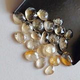 7-11mm Citrine Rose Cut Cabochon Lot, Natural Loose Citrine Faceted Flat Back