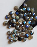 10mm Labradorite Rose Cut Round Flat Back Cabochons, Faceted Round Cabs