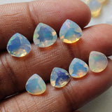 7mm Ethiopian Opal Faceted Heart Cut Stone, Faceted Heart Cut Stone