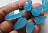 10x19 mm-11x25 mm Blue Chalcedony Faceted Horn Beads, Blue Chalcedony Fancy Horn