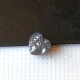 5.3mm Grey Rough Diamond Heart, Loose Flat Raw Grey Heart Shape Diamond Cabochon For Jewelry - PDD983