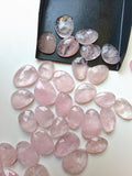 17-19mm Morganite Rose Cut Cabochons, 2 Pcs Loose Natural Faceted Morganite Gemstones Flat Back Cabochons - PNT55B