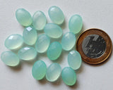 10x14mm Aqua Chalcedony Faceted Oval Stones, 4Pcs Loose Aqua Chalcedony Double Side Cut Gems For Jewelry - KRS261Z