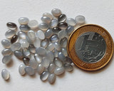 4x6mm Grey Moonstone Oval Plain Flat Back Cabochon, Loose Oval Plain Calibrated Moonstone For Jewelry (5 Pcs To 25 Pcs) - BGPA478Z