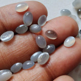 4x6mm Grey Moonstone Oval Plain Flat Back Cabochon, Loose Oval Plain Calibrated Moonstone For Jewelry (5 Pcs To 25 Pcs) - BGPA478Z