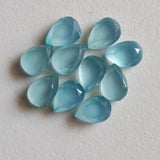 7x10mm Blue Chalcedony Pear Table Cut Flat Back,Blue Chalcedony Pear Cabochons