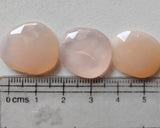 15-22mm Rose Pink Chalcedony Faceted Cabochon Pink Chalcedony Rose Cut Flat Back