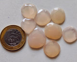 15-22mm Rose Pink Chalcedony Faceted Cabochon Pink Chalcedony Rose Cut Flat Back