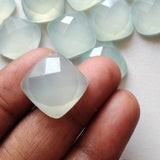 15mm Aqua Chalcedony Cushion Cut Flat Back Cabochons, 5 Pieces Loose Aqua Chalcedony Square Gemstones For Jewelry - KRS316Z