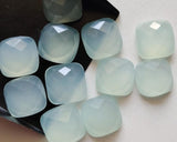 15mm Aqua Chalcedony Cushion Cut Flat Back Cabochons, 5 Pieces Loose Aqua Chalcedony Square Gemstones For Jewelry - KRS316Z