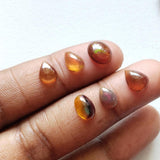 7-9mm Black Opal Plain Flat Back Cabochons, Enhanced Fire Ethiopian Welo Black Opal Flat Back Beads For Jewelry, 5 Pieces - GODP549Z