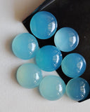 13-15mm Blue Chalcedony Plain Round Cabochon, Plain Blue Chalcedony Flat Back Stone Cabochons For Jewelry - KRS321Z