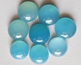 13-15mm Blue Chalcedony Plain Round Cabochon, Plain Blue Chalcedony Flat Back Stone Cabochons For Jewelry - KRS321Z