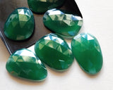 20-28mm Green Onyx Coated Rose Cut Cabochons, Loose Coated Green Onyx Flat Back Cabochons For Ring - KRS195Z