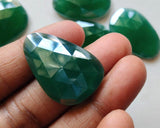 20-28mm Green Onyx Coated Rose Cut Cabochons, Loose Coated Green Onyx Flat Back Cabochons For Ring - KRS195Z