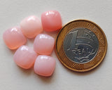10mm Pink Opal Cushion Cut Cabochons, 10 Pieces Loose Natural Pink Opal Plain Cushion Cut Square Flat Back Cabochons For Jewelry - PKSG37Z