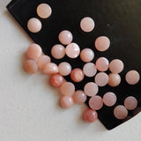 5mm Pink Opal Cabochon Lot, Plain Round 5 Pieces Loose Pink Opal Gems Flat Back Cabochons - GODP850