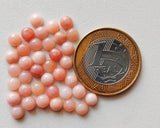 5mm Pink Opal Cabochon Lot, Plain Round 5 Pieces Loose Pink Opal Gems Flat Back Cabochons - GODP850