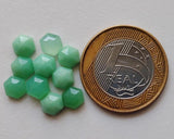6-7.5mm Chrysoprase Faceted Hexagon Flat Back Cabochons, Chrysoprase Rose Cut
