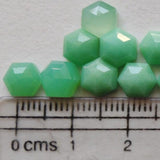 6-7.5mm Chrysoprase Faceted Hexagon Flat Back Cabochons, Chrysoprase Rose Cut