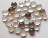10-12mm Round Chalcedony Cabochons, Multi Color Plain Round Chalcedony Flat Back