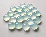 10mm Aqua Chalcedony Plain Square Cabochons, Aqua Plain Square Flat Back