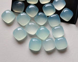 10mm Aqua Chalcedony Plain Square Cabochons, Aqua Plain Square Flat Back