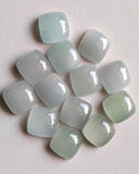 12mm Aquamarine Plain Square Flat Back Cabochon, 2 Pieces Milky Aquamarine
