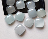 12mm Aquamarine Plain Square Flat Back Cabochon, 2 Pieces Milky Aquamarine