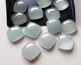 14mm Aquamarine Plain Square Cabochon, Milky Aquamarine Square Flat Back