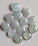 14mm Aquamarine Plain Square Cabochon, Milky Aquamarine Square Flat Back