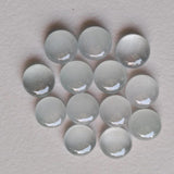 7mm Aquamarine Plain Cabochon, Milky Aquamarine Plain Round Flat Back Cabochon