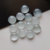 7mm Aquamarine Plain Cabochon, Milky Aquamarine Plain Round Flat Back Cabochon