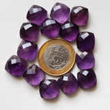 13-14mm Amethyst Square Checker Cut Flat Back Cabochon Amethyst Cushion Cabochon