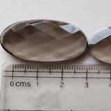 16x35mm Matched Pair 2 Pcs Smoky Quartz Long Oval Rose Cut Cabochons, Flat Back Smoky Quartz Cabochons