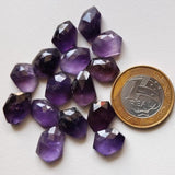 14-16mm Amethyst Rose Cut, Purple Fancy Shape Flat Back Rose Cut Faceted