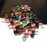 3-4mm Multi Tourmaline Plain Square Cabochons, Natural Square Flat back