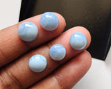 7-9mm Blue Opal Cabochons, Natural Blue Opal Plain Round Flat Back Cabochons
