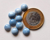 7-9mm Blue Opal Cabochons, Natural Blue Opal Plain Round Flat Back Cabochons