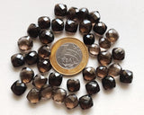 8-10mm Smoky Quartz Square Cushion Cut Gems, Rose Cut Both Side Faceted, 10 Pcs