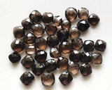 8-10mm Smoky Quartz Square Cushion Cut Gems, Rose Cut Both Side Faceted, 10 Pcs