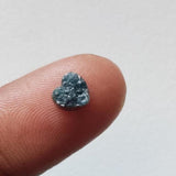 5.2mm Blue Rough Diamond Heart, Loose Flat Blue Heart Shape Diamond Cabochon