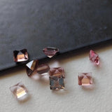 3mm Pink Tourmaline Princess Shape Cut Stones, Natural Faceted Pink Tourmaline
