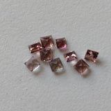 3mm Pink Tourmaline Princess Shape Cut Stones, Natural Faceted Pink Tourmaline