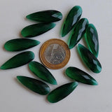10x28mm-11x31mm Emerald Green Colored Glass Fancy Stones, Faceted Long Drops