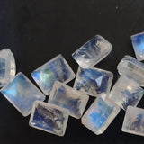 7x9mm Rainbow Moonstone Faceted Emerald Cut, Loose Rainbow Moonstone Gemstones