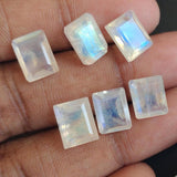7x9mm Rainbow Moonstone Faceted Emerald Cut, Loose Rainbow Moonstone Gemstones